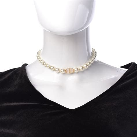 dior necklace gold pearl|christian dior choker necklaces.